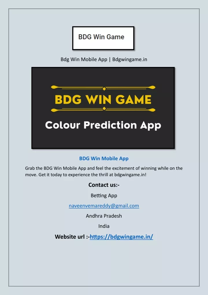 bdg win mobile app bdgwingame in