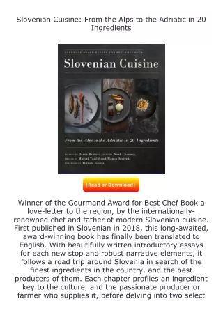 download⚡[PDF]❤ Slovenian Cuisine: From the Alps to the Adriatic in 20 Ingr