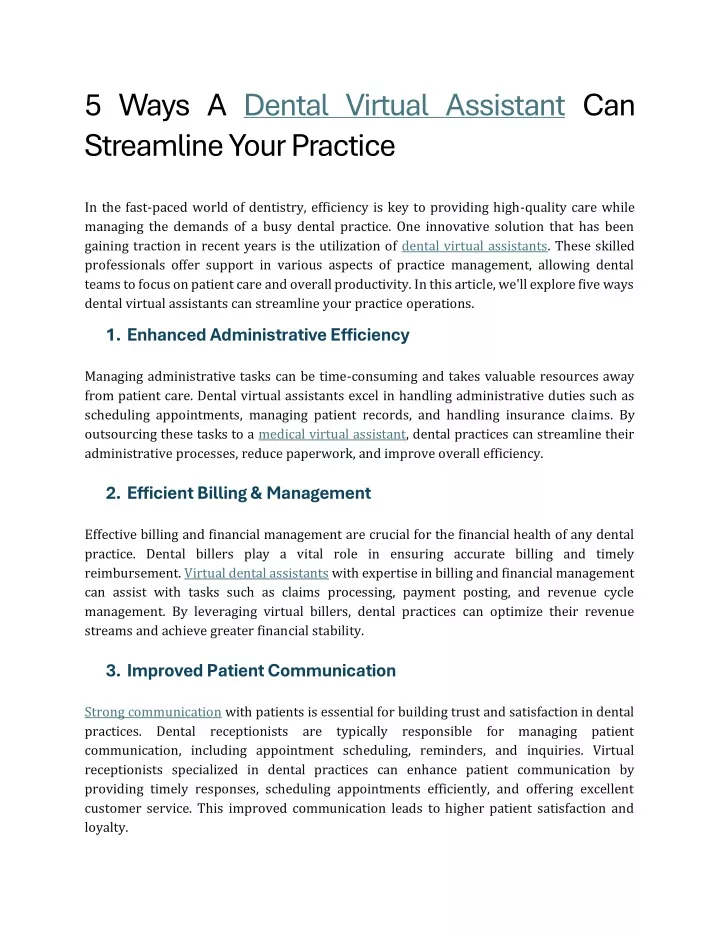 5 ways a dental virtual assistant can streamline