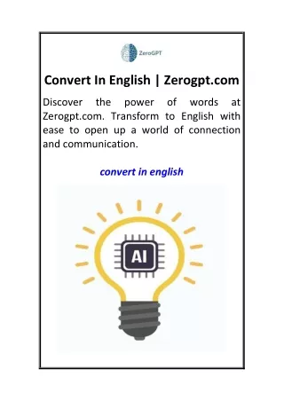 Convert In English  Zerogpt.com