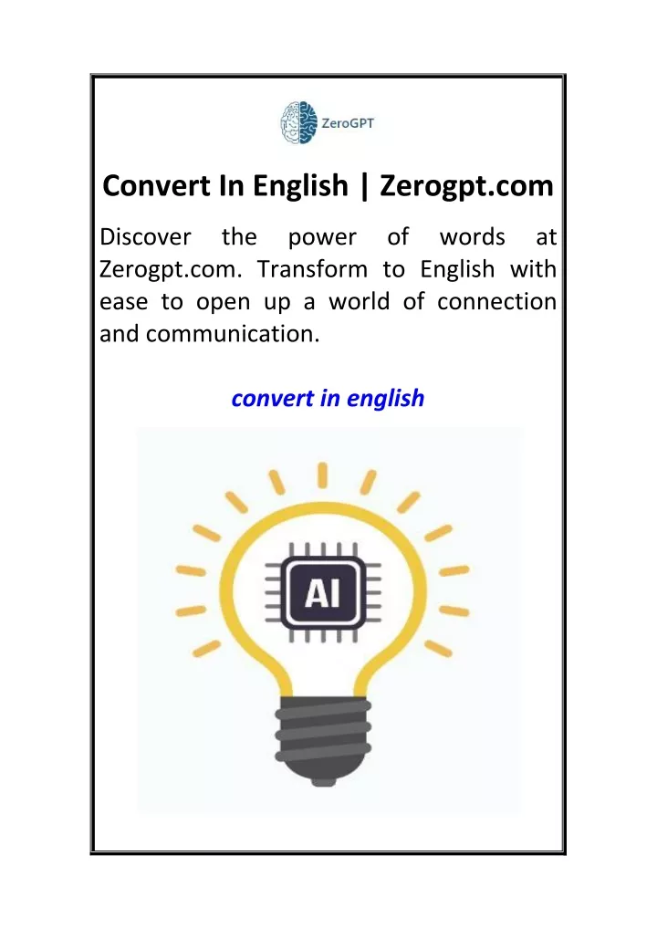 convert in english zerogpt com