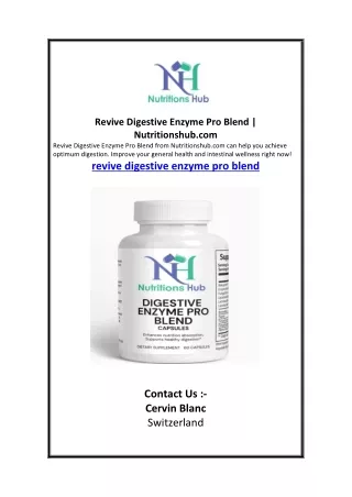 Revive Digestive Enzyme Pro Blend | Nutritionshub.com