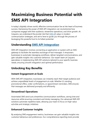 Maximizing Business Potential with SMS API Integration