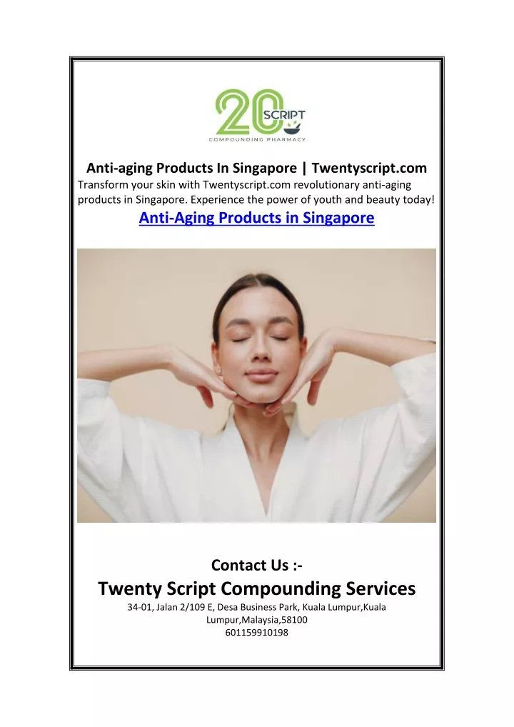 anti aging products in singapore twentyscript
