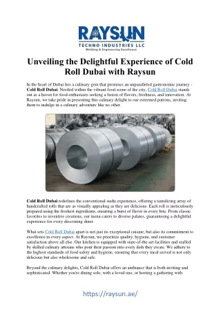 Chilling Precision: Cold Roll Dubai