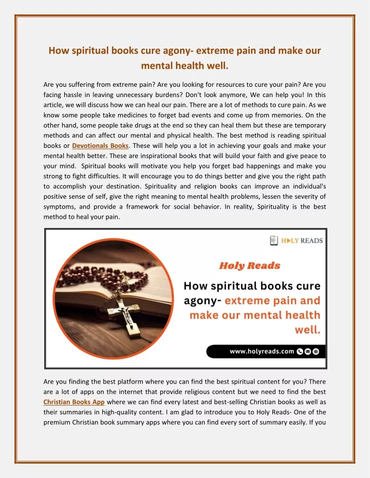 how spiritual books cure agony extreme pain