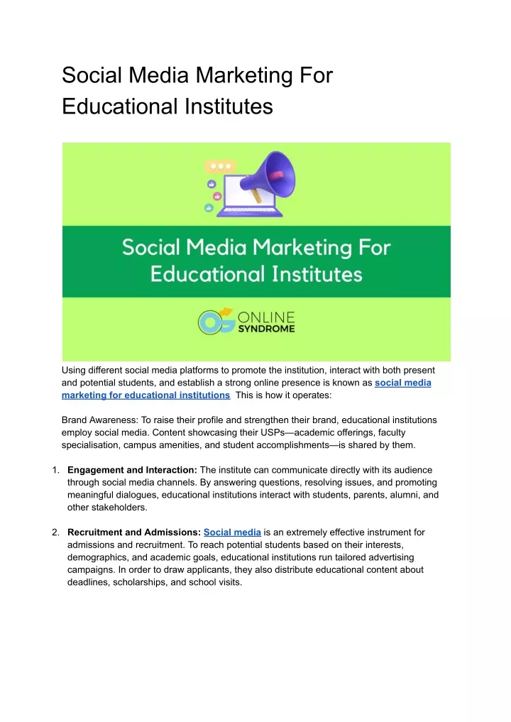 social media marketing for educational institutes