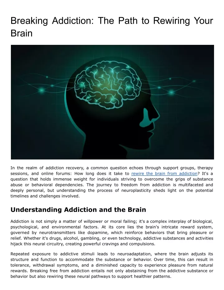 breaking addiction the path to rewiring your brain