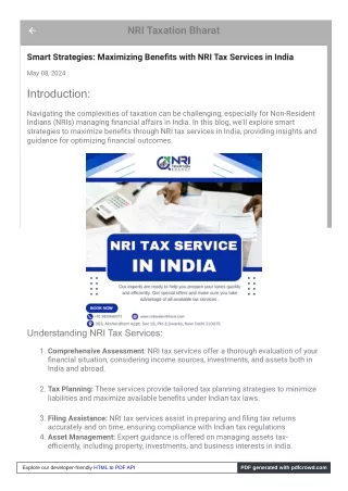 Empower Your Financial Journey: NRI Tax Services in India