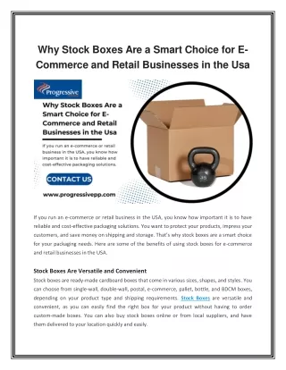 Why Stock Boxes Are a Smart Choice for