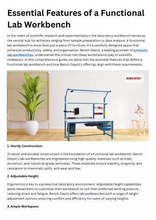 essential features of a functional lab workbench