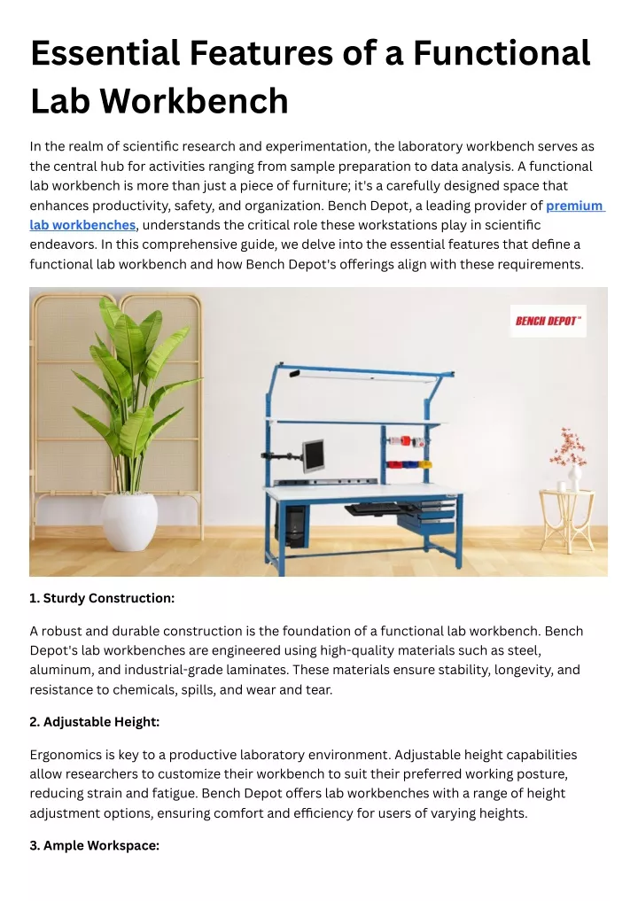 essential features of a functional lab workbench