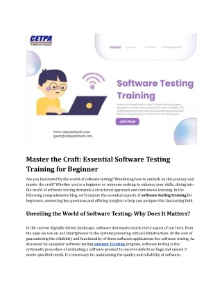 Master the Craft_ Essential Software Testing Training for Beginners