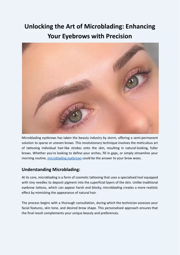 unlocking the art of microblading enhancing your