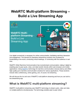 WebRTC Multi-platform Streaming – Build a Live Streaming App