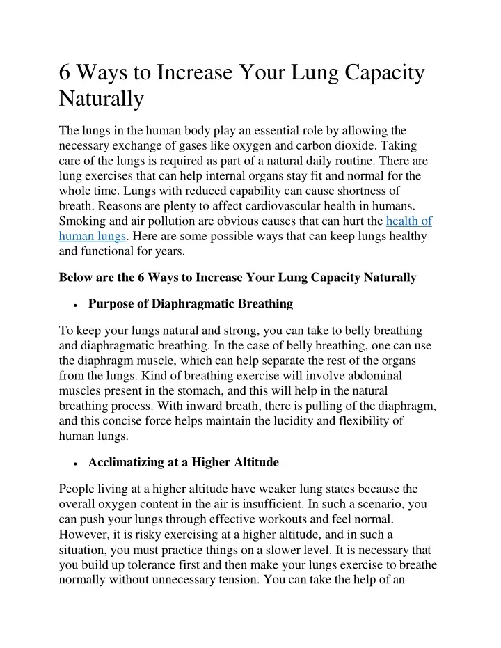 6 ways to increase your lung capacity naturally