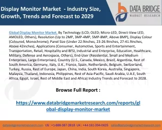 Global Display Monitor Market – Industry Trends and Forecast to 2028