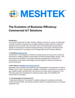 Evolution of Business Efficiency