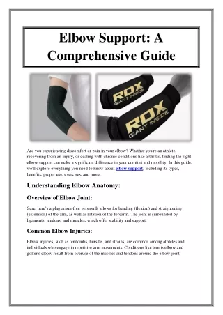 Elbow Support A Comprehensive Guide