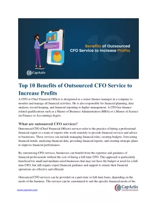Top 10 Benefits of Outsourced CFO Services for Increased Profits | CapActix