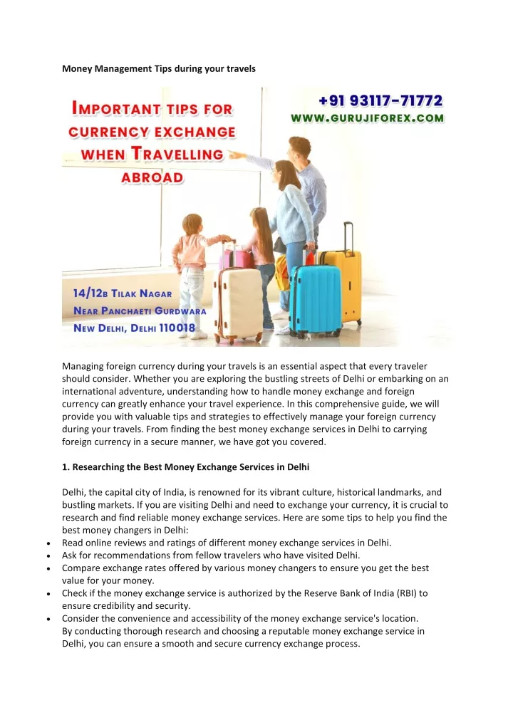 money management tips during your travels
