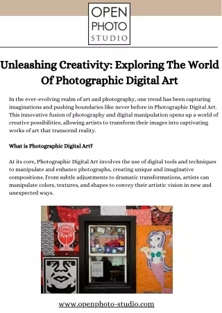 Unveiling Creativity: Crafting Digital Photographic Art