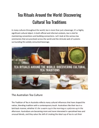 Tea Rituals Around the World_ Discovering Cultural Tea Traditions