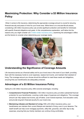Maximizing Protection Why Consider a 3 Million Insurance Policy