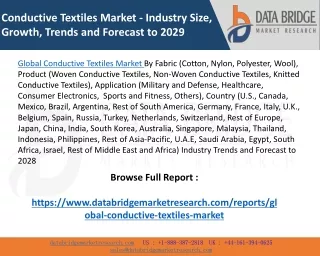 Global Conductive Textiles Market – Industry Trends and Forecast to 2028