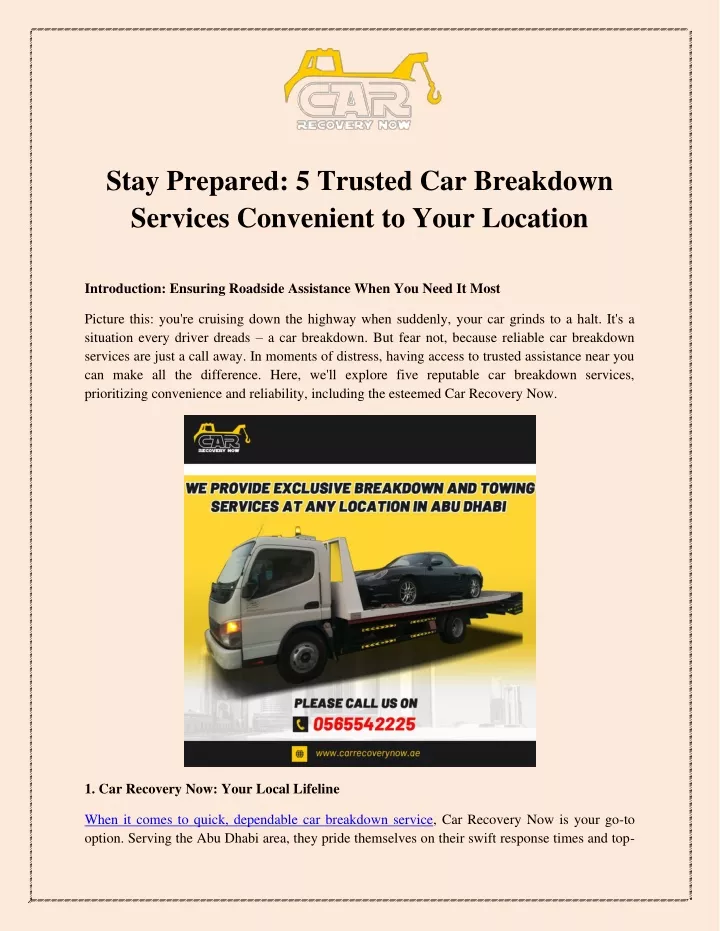 stay prepared 5 trusted car breakdown services