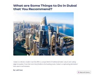What are Some Things to Do in Dubai that You Recommend?