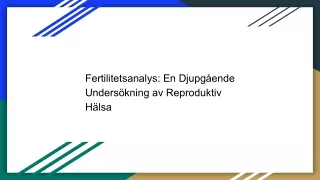 Fertilitetsanalys: En Djupgående Undersökning av Reproduktiv Hälsa