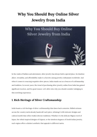 why you should buy online silver jewelry from