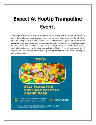 Expect At HopUp Trampoline Events