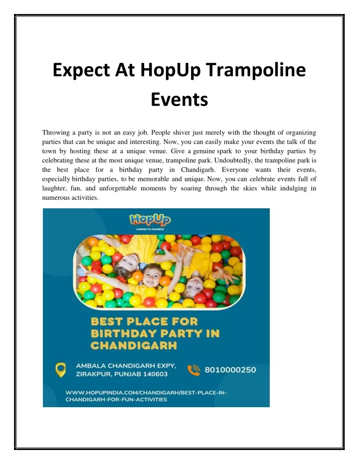 expect at hopup trampoline events