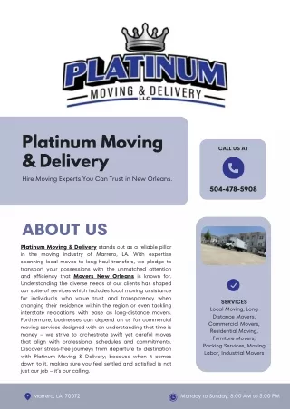 Platinum Moving & Delivery - Month 1