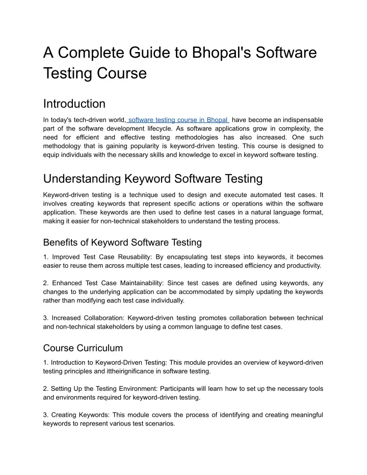 a complete guide to bhopal s software testing