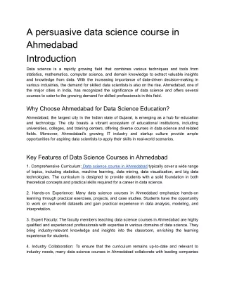 A persuasive data science course in Ahmedabad