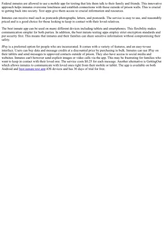 federal inmates are allowed to use a mobile