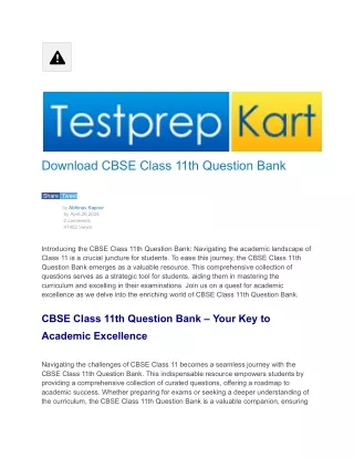 Download CBSE Class 11th Question Bank