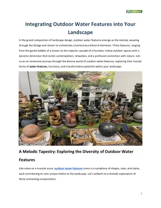 Integrating Outdoor Water Features into Your Landscape