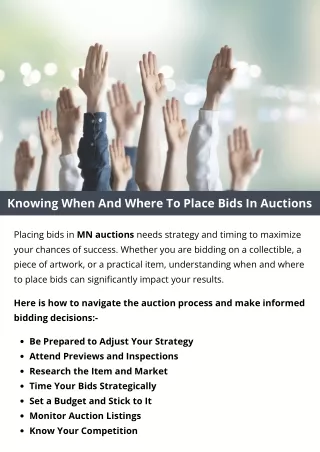 Knowing When And Where To Place Bids In Auctions