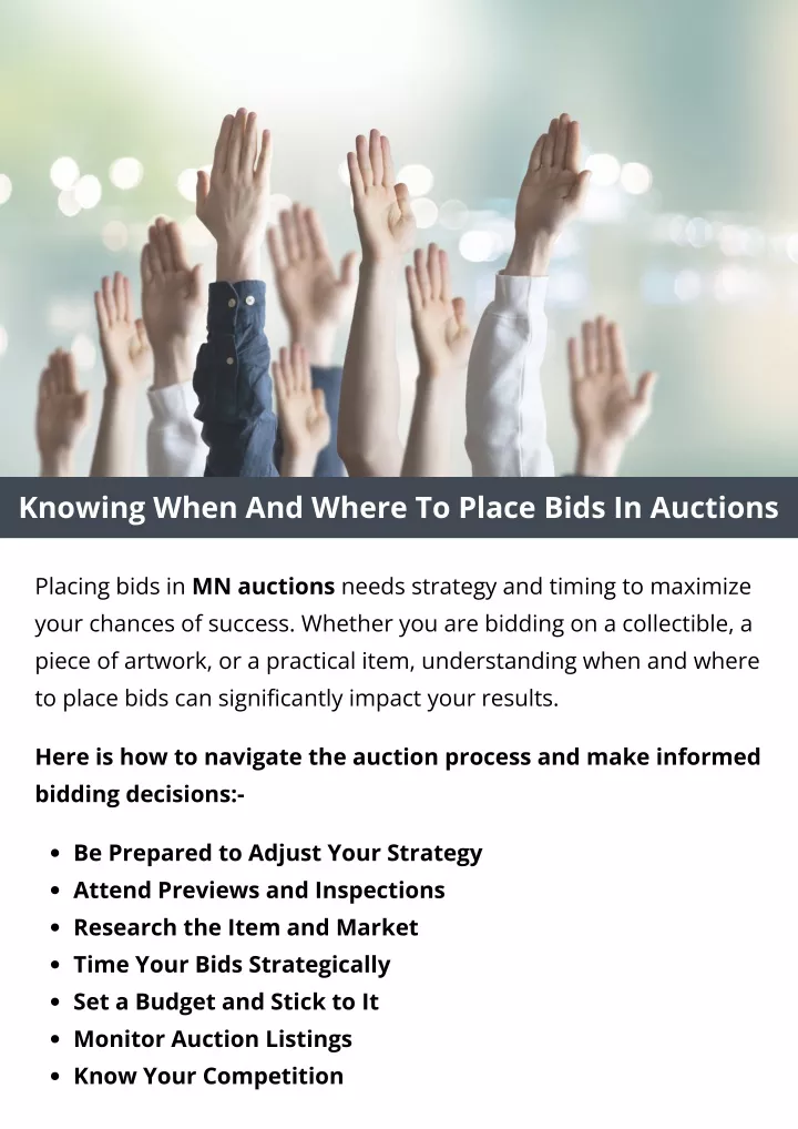 knowing when and where to place bids in auctions