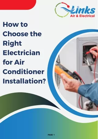 How to Choose the Right Electrician for Air Conditioner Installation