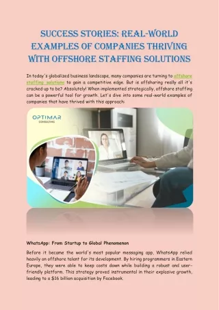 Real-world Examples of Companies Thriving with Offshore Staffing Solutions