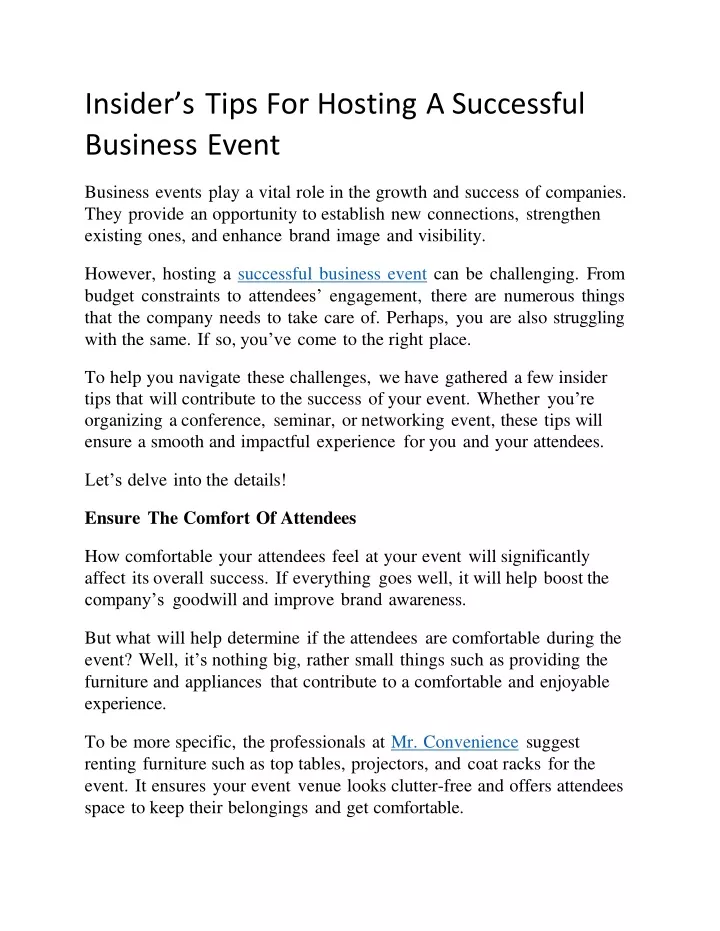 insider s tips for hosting a successful business event