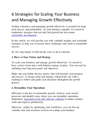 6 strategies for scaling your business and managing growth effectively