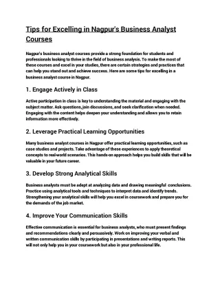 tips for excelling in nagpur s business analyst