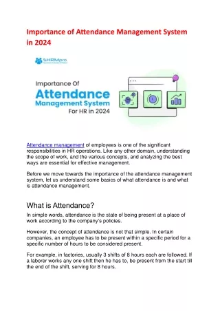 Importance of Attendance Management System in 2024 | Shrmpro