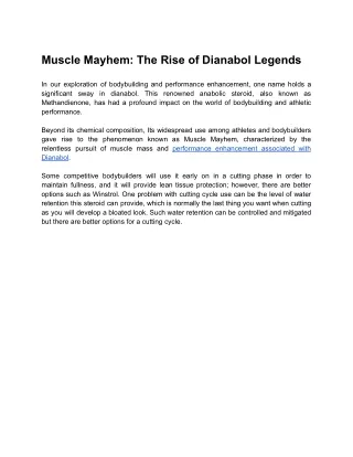 Muscle Mayhem_ The Dianabol Saga